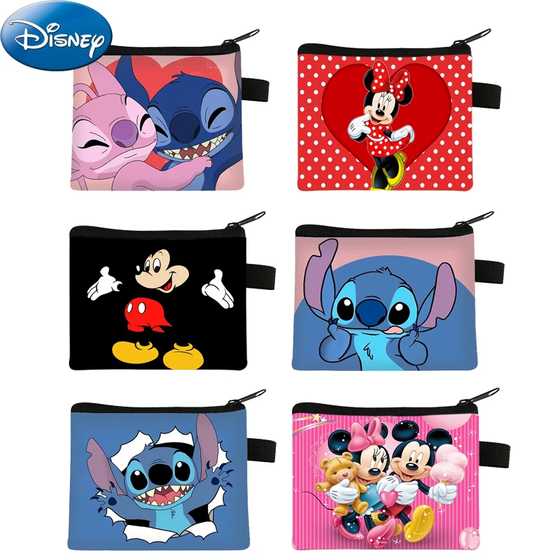 2024new Disney Cartoon Series Coin Purse Mickey Mouse Lilo & Stitch Cute Print Mini Wallet Girls Storage Bag Clutch Bag Gifts