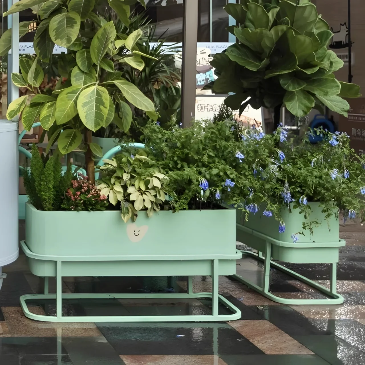 Outdoor stainless steel wrought iron municipal flower box planting box outdoor milk tea shop pendulum partition fence