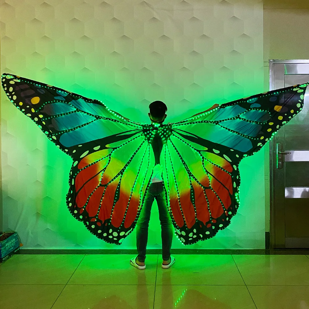 Belly dancer LED butterfly wings Halloween party stage girl LED glow butterfly colorful dance atmosphere props wings