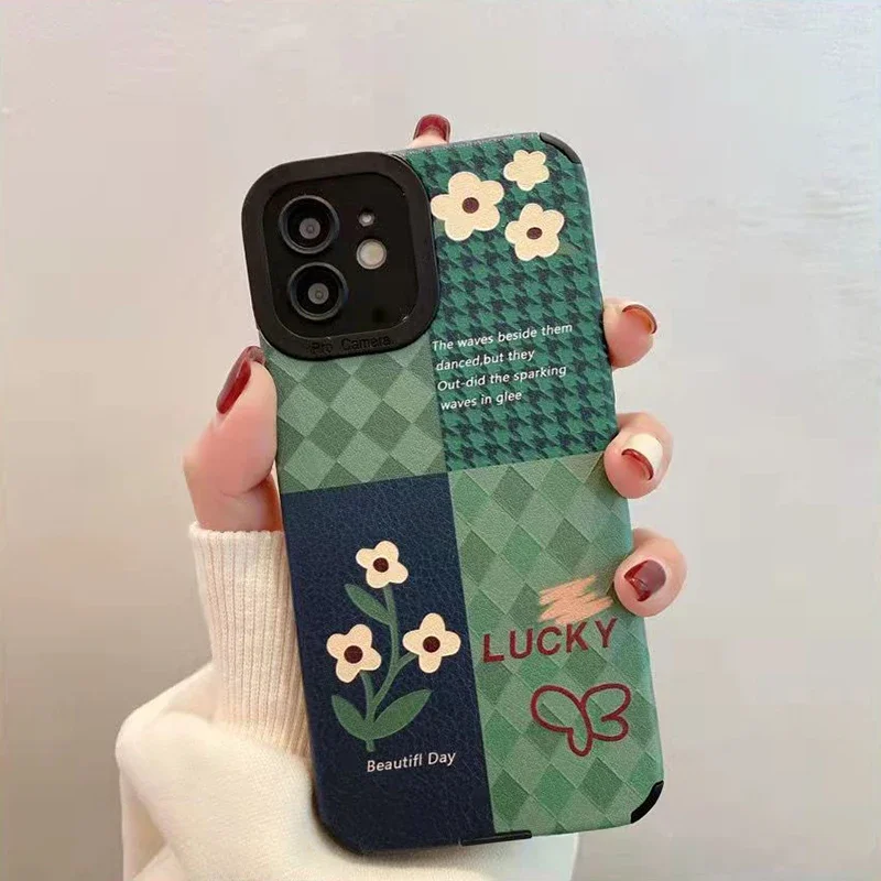 

Flower Leaf Phone Case Cover for IPhone 11 12 13 14 15 16 Pro Max Shockproof Case for IPhone 16 Pro Max