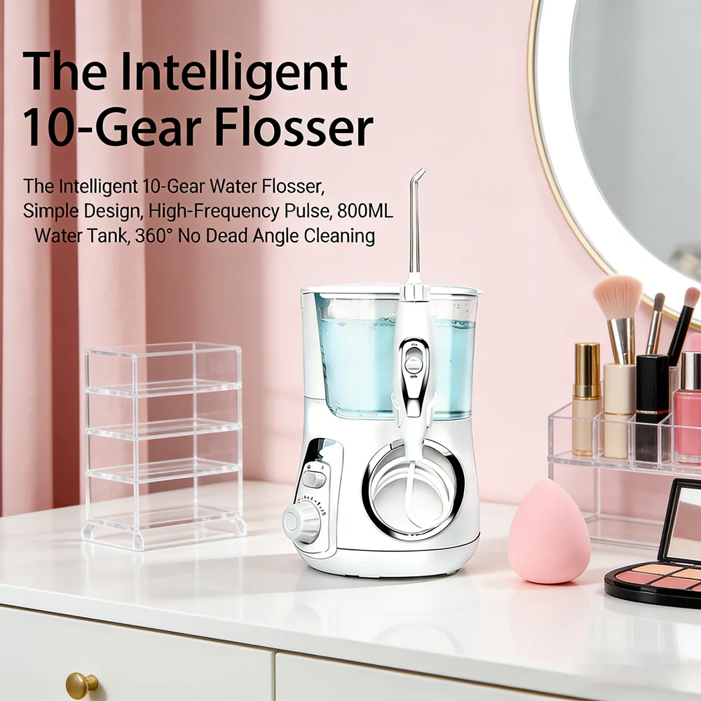 

Электрический ирригатор для полости рта, 10 режимов, 5 насадок, 800 мл, настольный прибор для ухода за зубами