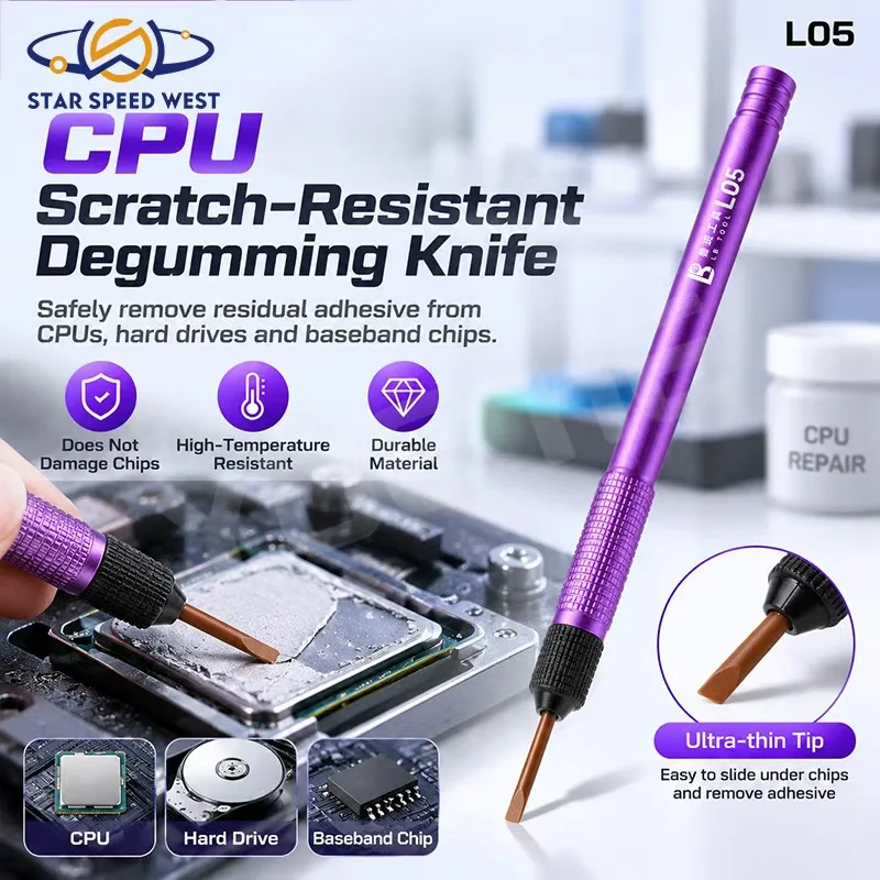 LB TOOL L05 CPU Scratch Resistant Degumming Knife Ultra Thin Flexible Plastic Blade for Phone Chip Adhesive Removal Repair Tools