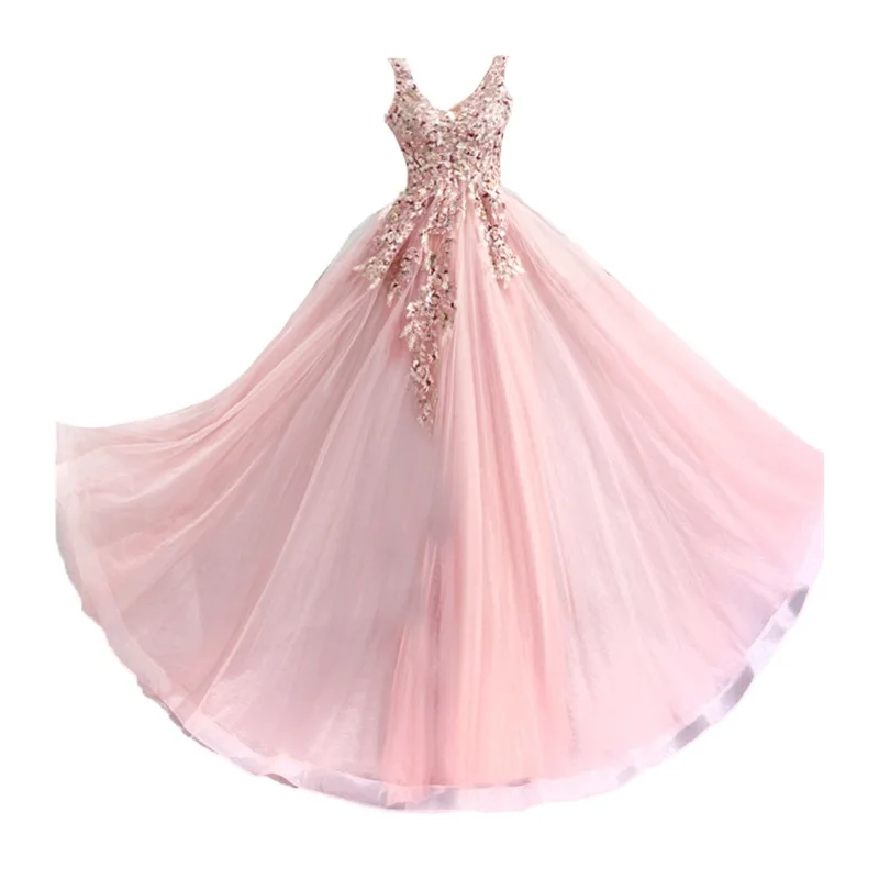 Robe de soiree Sexy Rosa V-ausschnitt Perlen Lange Elegante kleider Meerjungfrau Abendkleider Vestido de festa Prom kleider Party kleider