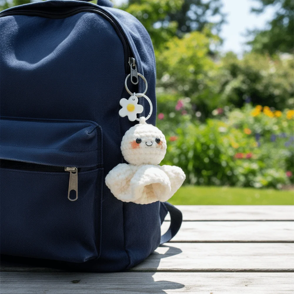 

Crochet Design Cartoon Ghost Doll Pendant Plush Material Children Gtis Keychain Plant Fiber Material Cute Sunny Doll Pendant
