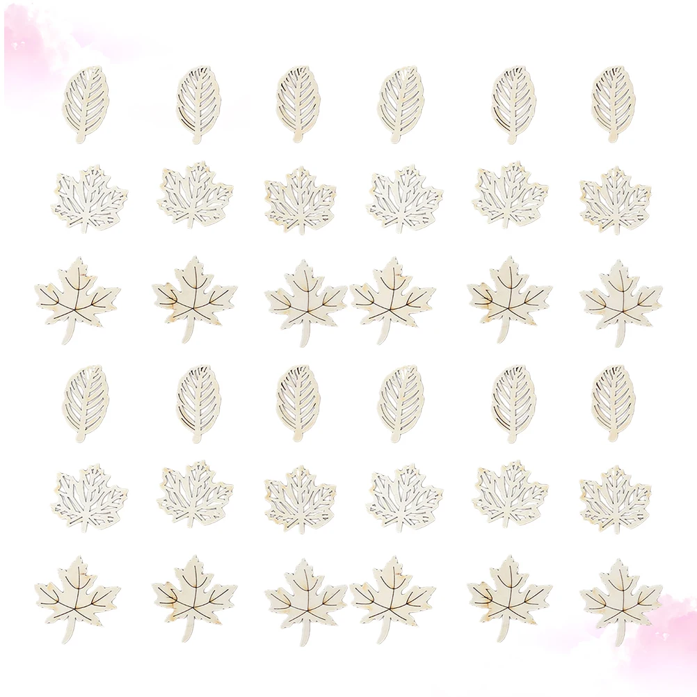 

90Pcs Wooden Leaf Craft Slices DIY Decorations Maple Leaf Wood Ornaments for Home Wall Window Table Art Projects Seasonal