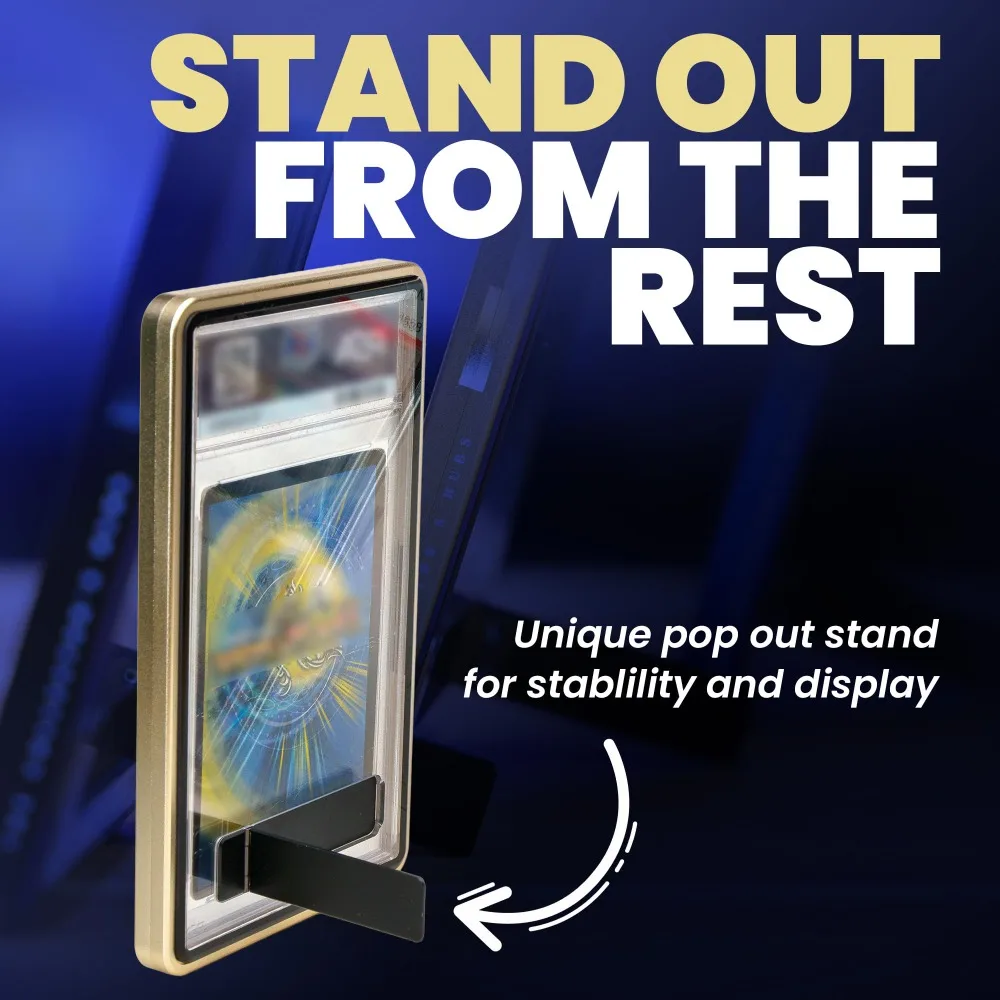 2-in-1 PSA/CGC Graded Card Protective Box with Stand Transparent Metal Magnetic Case Double-sided Glass UV Protection