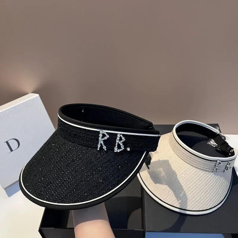 

2025 сверкающая кепка с широкими полями и козырьком, женская УФ-защита от солнца, складная крышка для лица, спортивные на открытом воздухе, со стразами и кристаллами