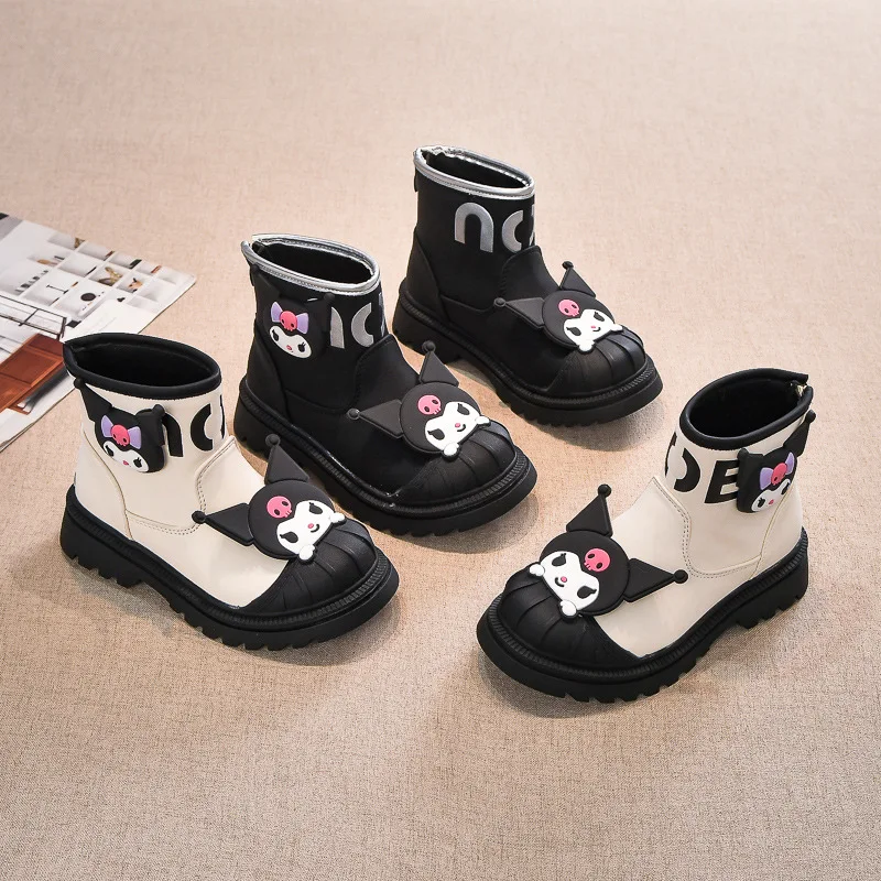 

Лидер продаж Sanrio Girl Kuromi Kawaii, модные весенне-осенние сезонные кожаные ботинки, студенческие легкие ботильоны с героями мультфильмов, новые