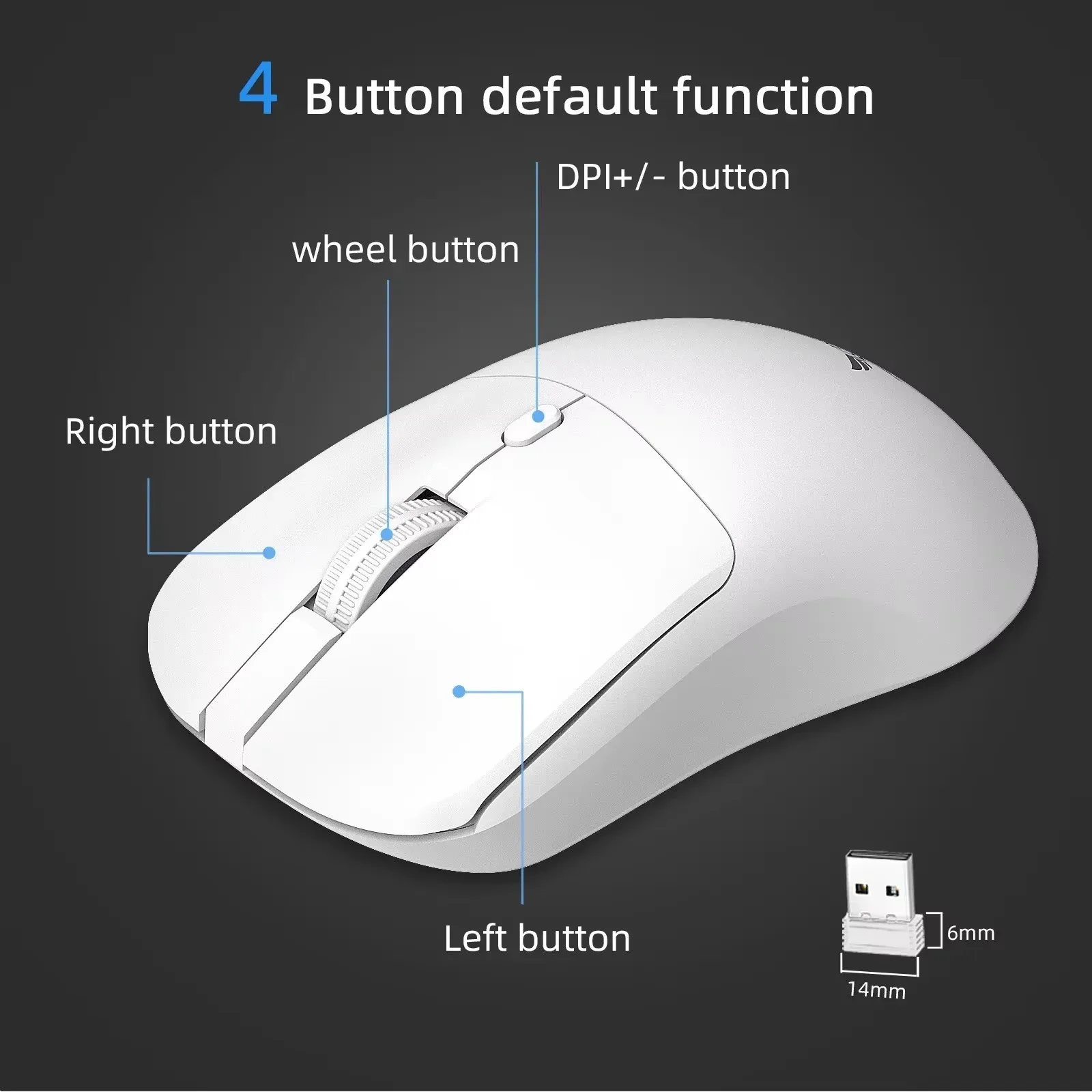 

Wireless 2.4G Lightweight Plug And Play Gaming Mouse Ergonomic DPI Adjustable Low Noise Button Office Mice For Computer Laptop