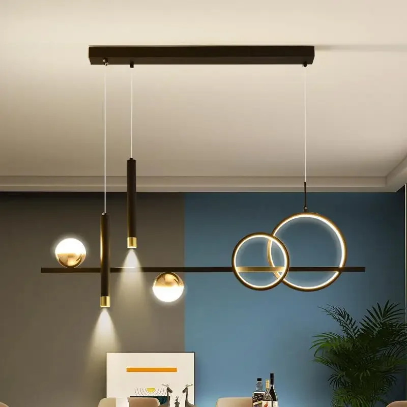 

Light Luxury Long LED Pendant Lamp Modern Dining Table Chandelier Nordic Household Appliances Lighting for Living Room Bedroom