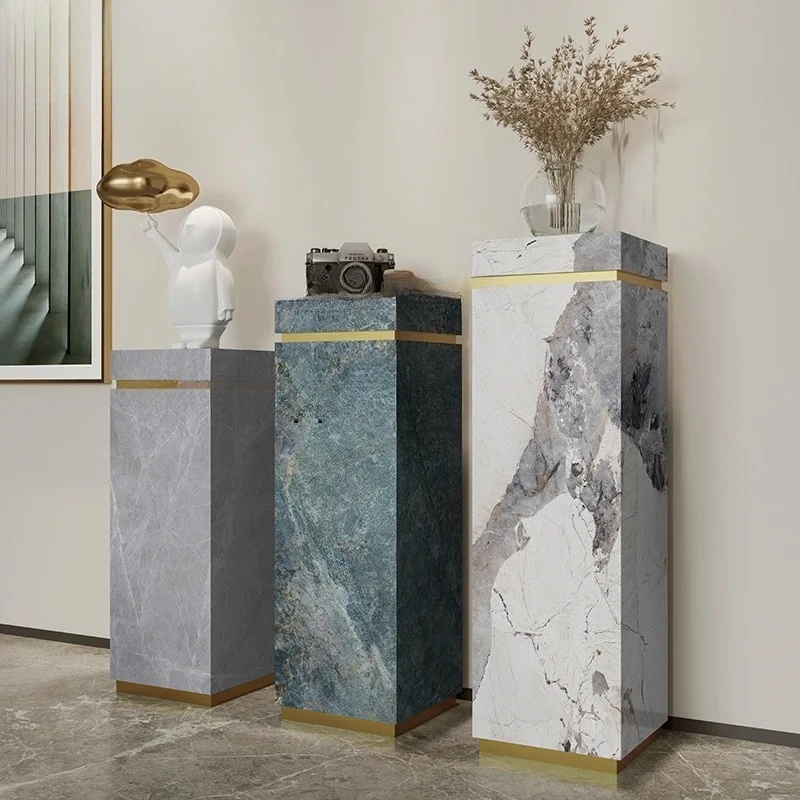

PYH light luxury rock slab flower stand floor-to-ceiling stand living room decorative shelf ornament base