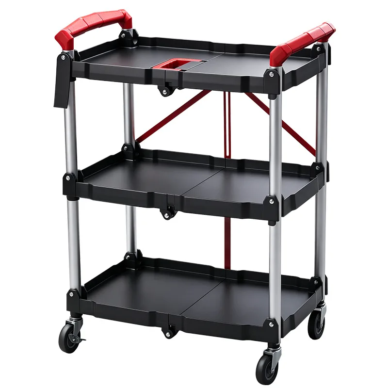 Outdoor multifunctional wheeled cart mobile tool cart is a silent, foldable, high-capacity maintenance mobile tool cart