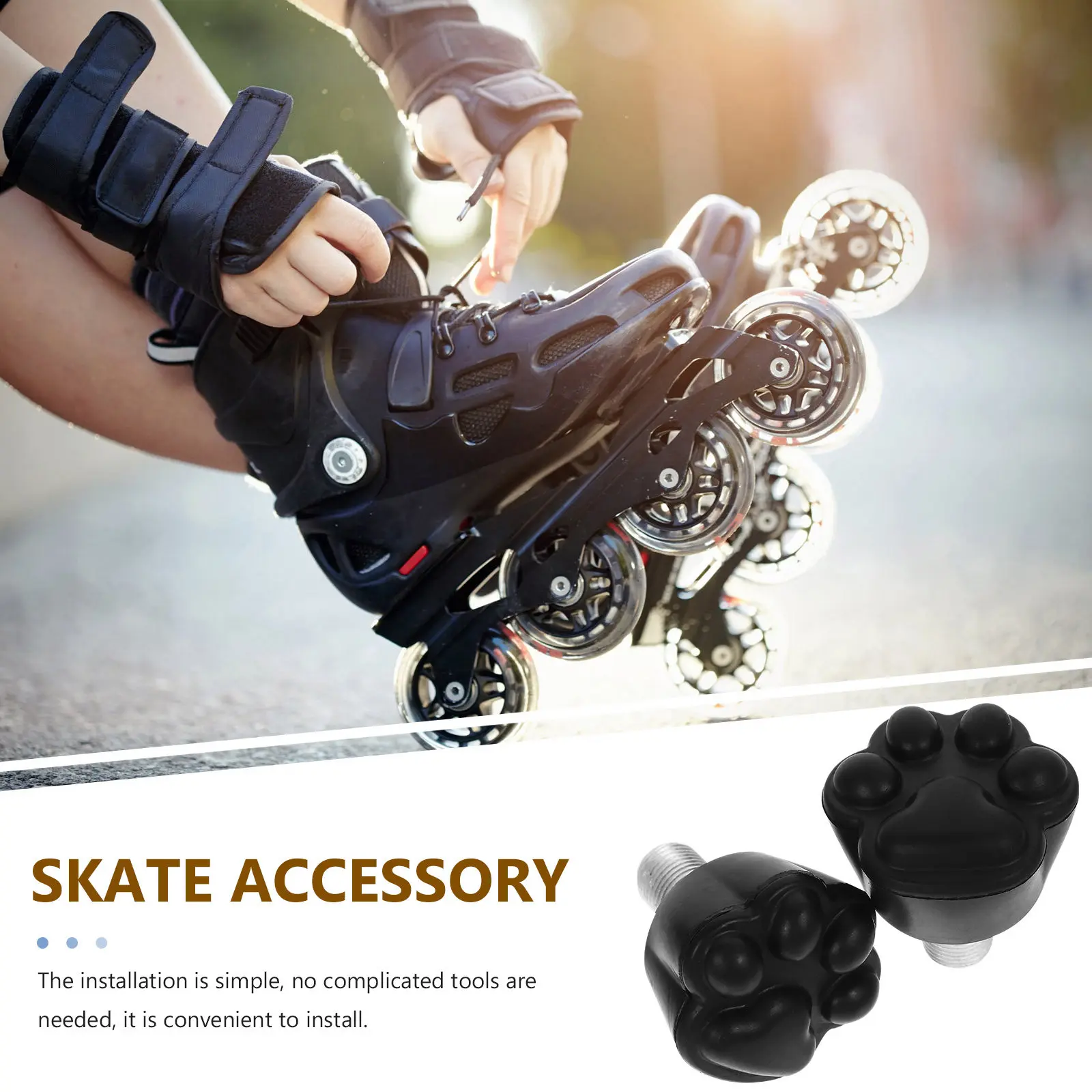 

2 шт. Тормозные колпачки для роликовых коньков в форме кошачьей лапы, регулируемые по высоте и углу наклона, с большой площадью торможения, прочные, легкие, износостойкие