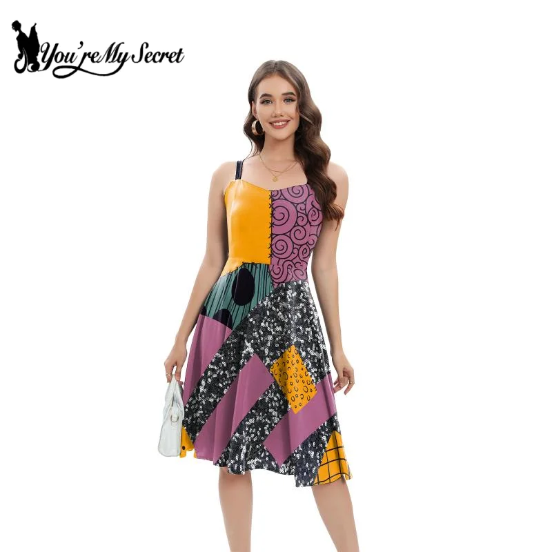 Halloween-Kleid mit Ärmeln, ausgefallenes Cosplay-Partykostüm, Slip-Kleid, Perücke, Socken, Anzug, Filmkostüm, Karnevalskleidung – Detail 7