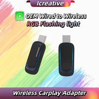 Wireless Carplay Adapter RGB Flashing Light Mini Box for Apple Phone Connect Car OEM Wired To Wireless USB Dongle Plug and Play