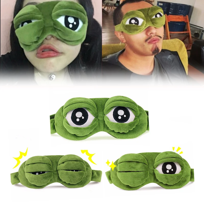 3D Sad Frog Sleep Mask Natural Sleeping Eyeshade Cover Shade Eye Patch Women Men Soft Portable Blindfold Travel Eyepatch 1pcs