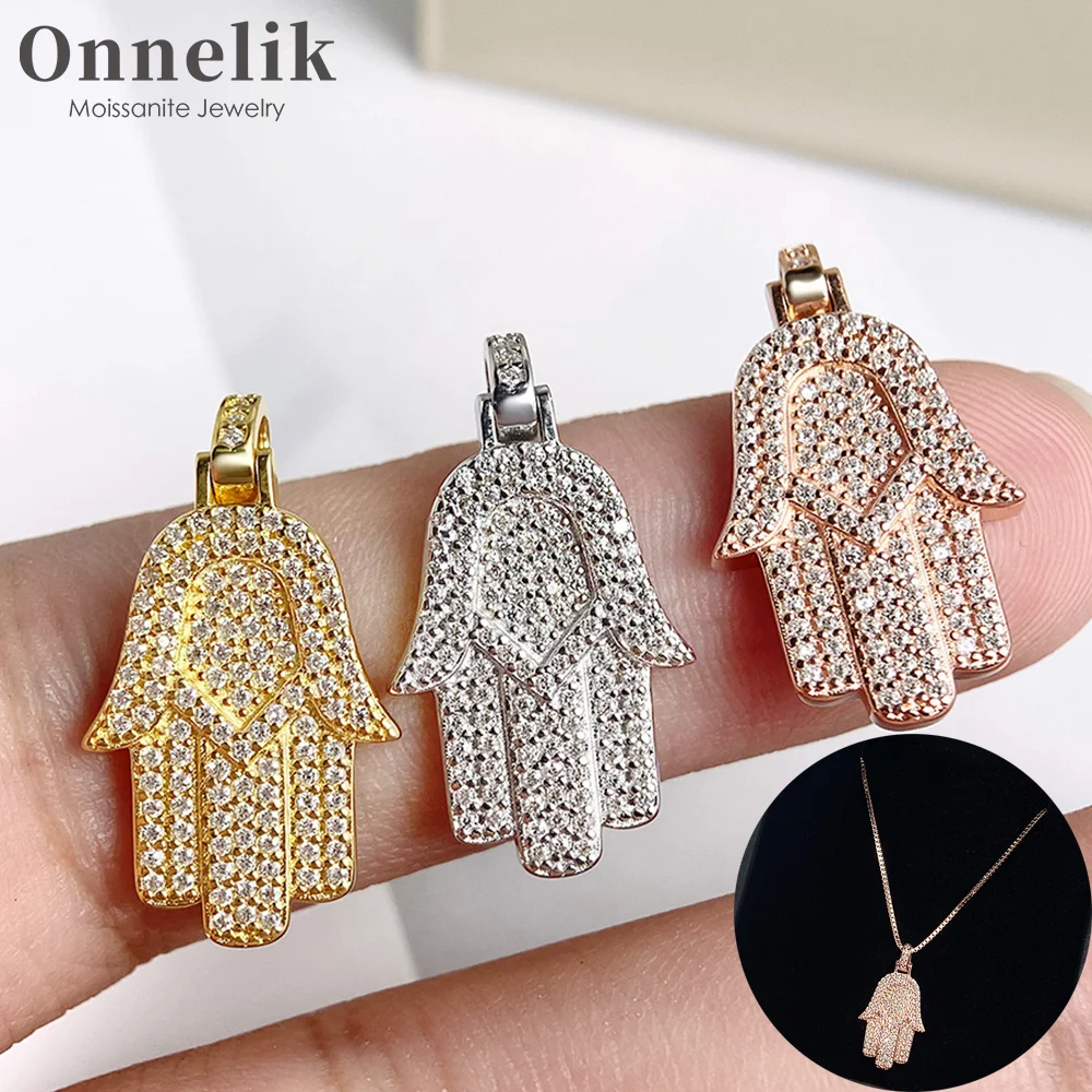 

Onnelik Full 0.9MM Moissanite Flame Pendant Necklace 925 Sterling Sliver Plated 18k for Men Women Luxury Fine Jewelry Gift