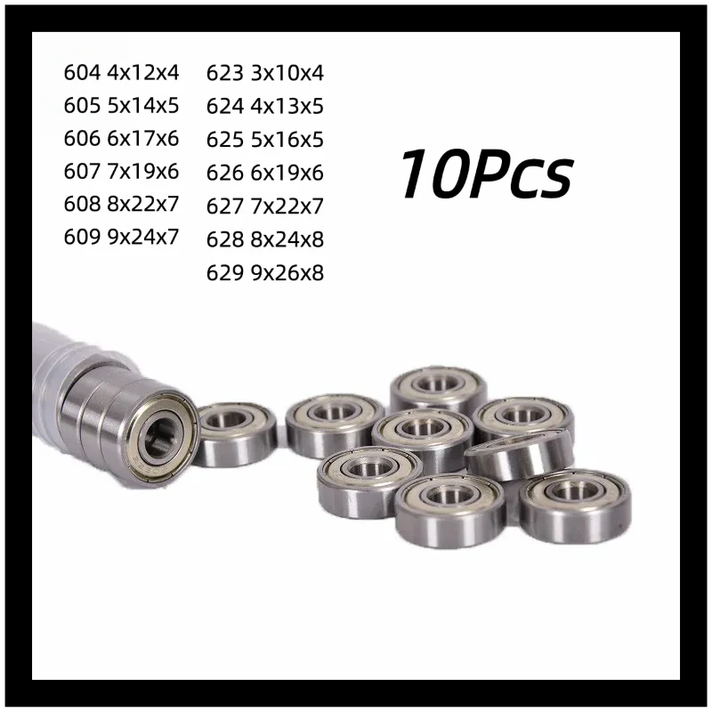 10Pcs Miniature Deep Groove Ball Bearings 603 604 605 606 607 608 609 623 624 625 626 627 628 ZZ 2RS Sealed Ball Bearings