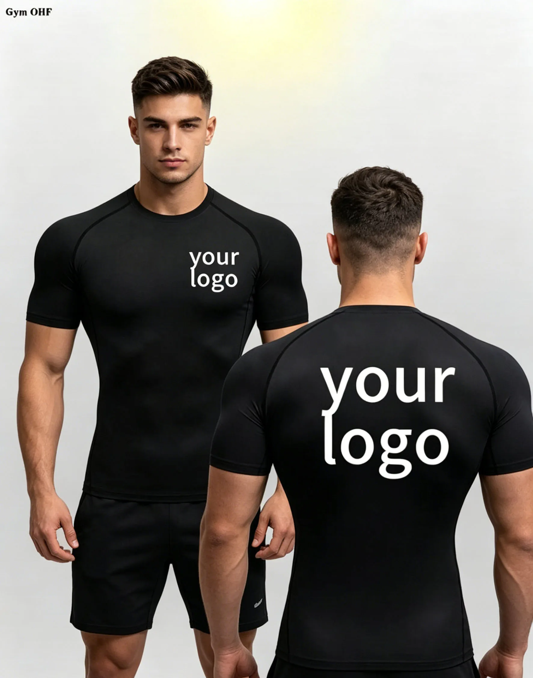 Men's T-Shirt Logo Custom Short Sleeved Breathable Quick Drying Tight Fitting T Shirt Gym Outdoor Training Top Fitness Tshirt