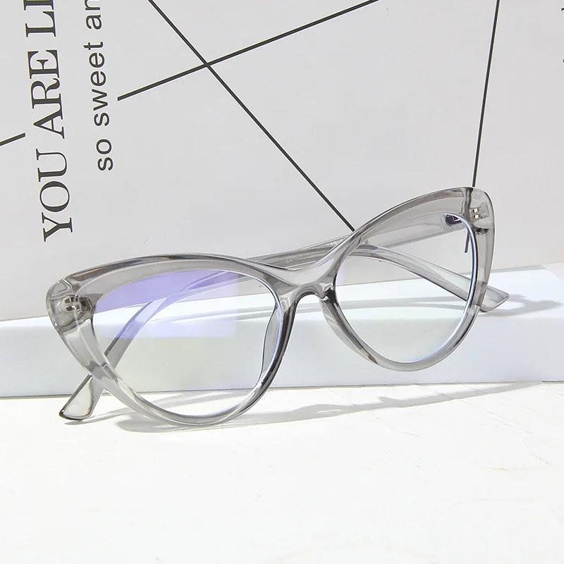 Gafas de ojo de gato a la moda para mujer, gafas transparentes antiluz azul a la moda, gafas de ordenador con montura grande 2024