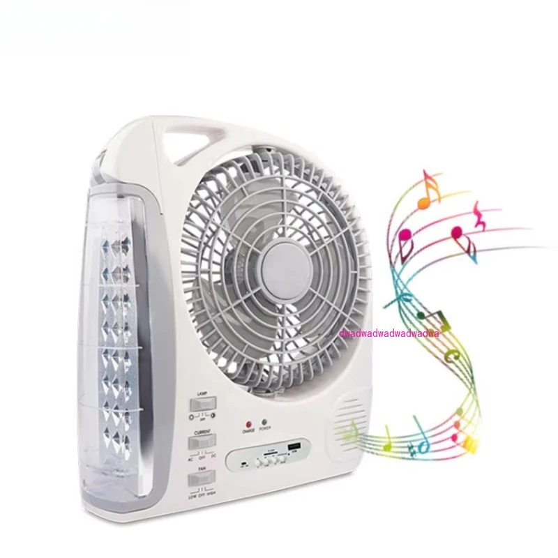 

Multifunctional 6 in 1 Portable Fan Light Emitting Diode Light Solar Chargeable 2 Speed Adjustable Brightness Support tf card