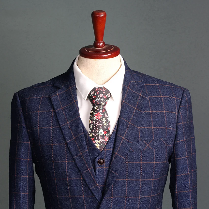 (59) Custom 2024 Men's Casual Suits Men's Slim Fit Plaid Business Casual Wedding Dress Three-piece Suit Men