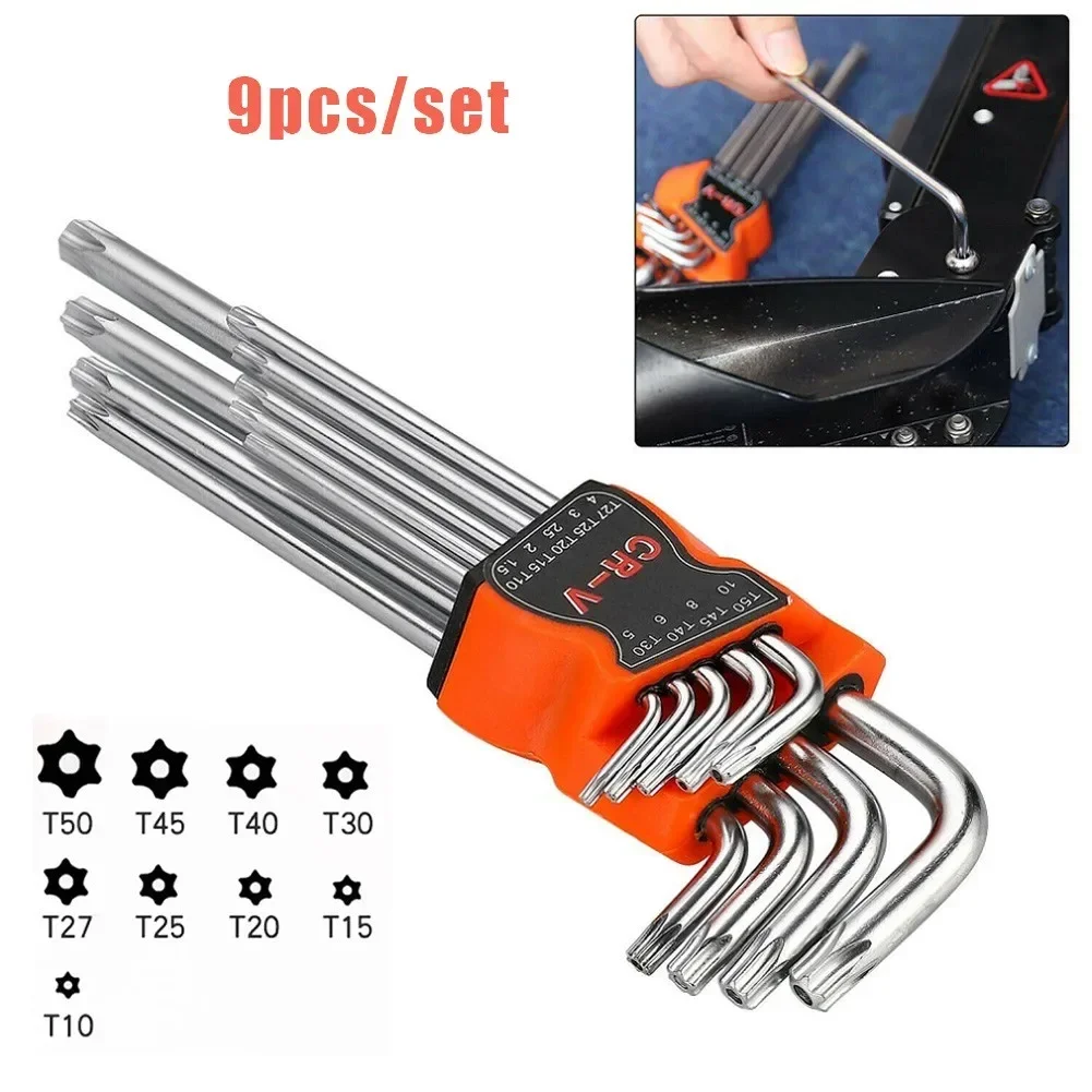 9-teiliges L-förmiges Doppelend-Schraubendreher-Set, Sechskant-Inbusschlüssel, Torx-Schlüssel, Sternschlüssel, Handwerkzeuge für Heimwerker, Autoreparatur, Getriebe-Montage