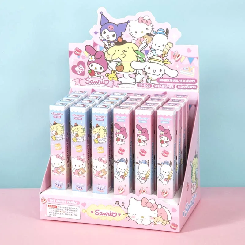 

24pcs/ лот Sanrio Kawaii пресс гель ручки для написания милые корицы 0,5 мм черный чернила нейтральный ручка Kuromi офис школьные поставки