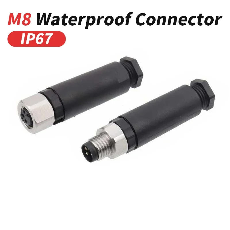Waterproof M8 316 Stainless Steel Connector IP67 3Pin 4Pin Anti-rust Anti-corrosion Assembled Aviation Plug Soldering-free Joint