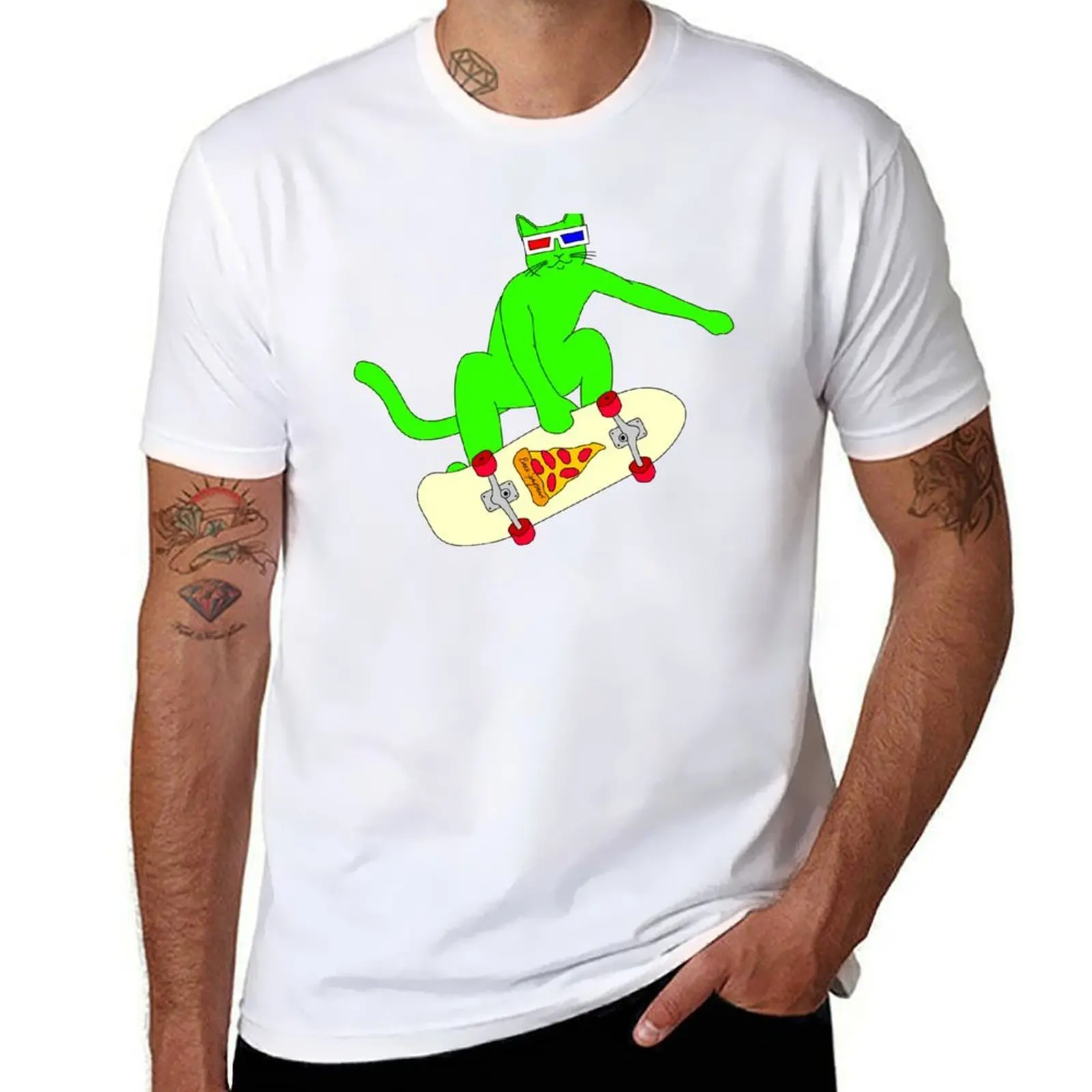 

Psychedelic Skateboarding Pizza Cat - Z-Cat #2 T-Shirt man t shirt cotton high quality printed t shirts for man T-Shirt