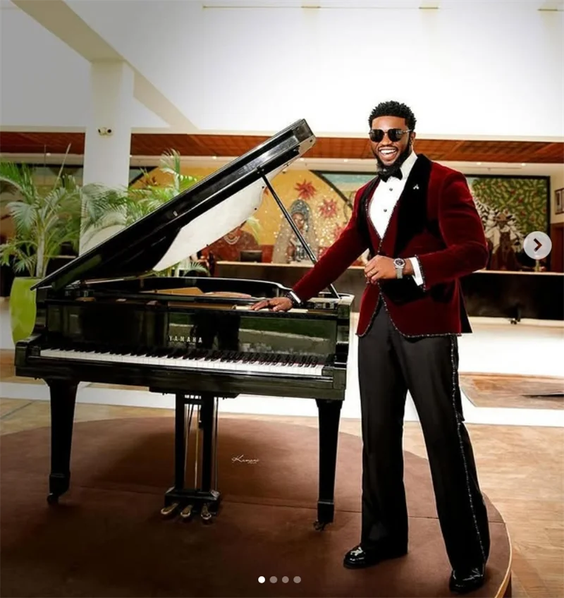 عنابي المخملية الرجال البدلة مجموعة 2 قطعة بلورات السترة + سراويل قطنية حفلة موسيقية الزفاف البدلات الرسمية معطف مخصص مكتب رسمي سترة #1