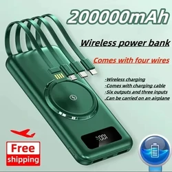 아이폰 15, 14, 13, 삼성 외장 배터리에 적합, 200000 MAh 초고속 충전, 4 in 1, 신형 모바일 보조배터리