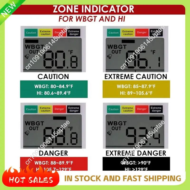 

N88R WBGT+ HI 2-In-1 Heat Index Checker With Level Indicator And Audible Alarm Wet Bulb Globe Temperature Heat Stress Meter