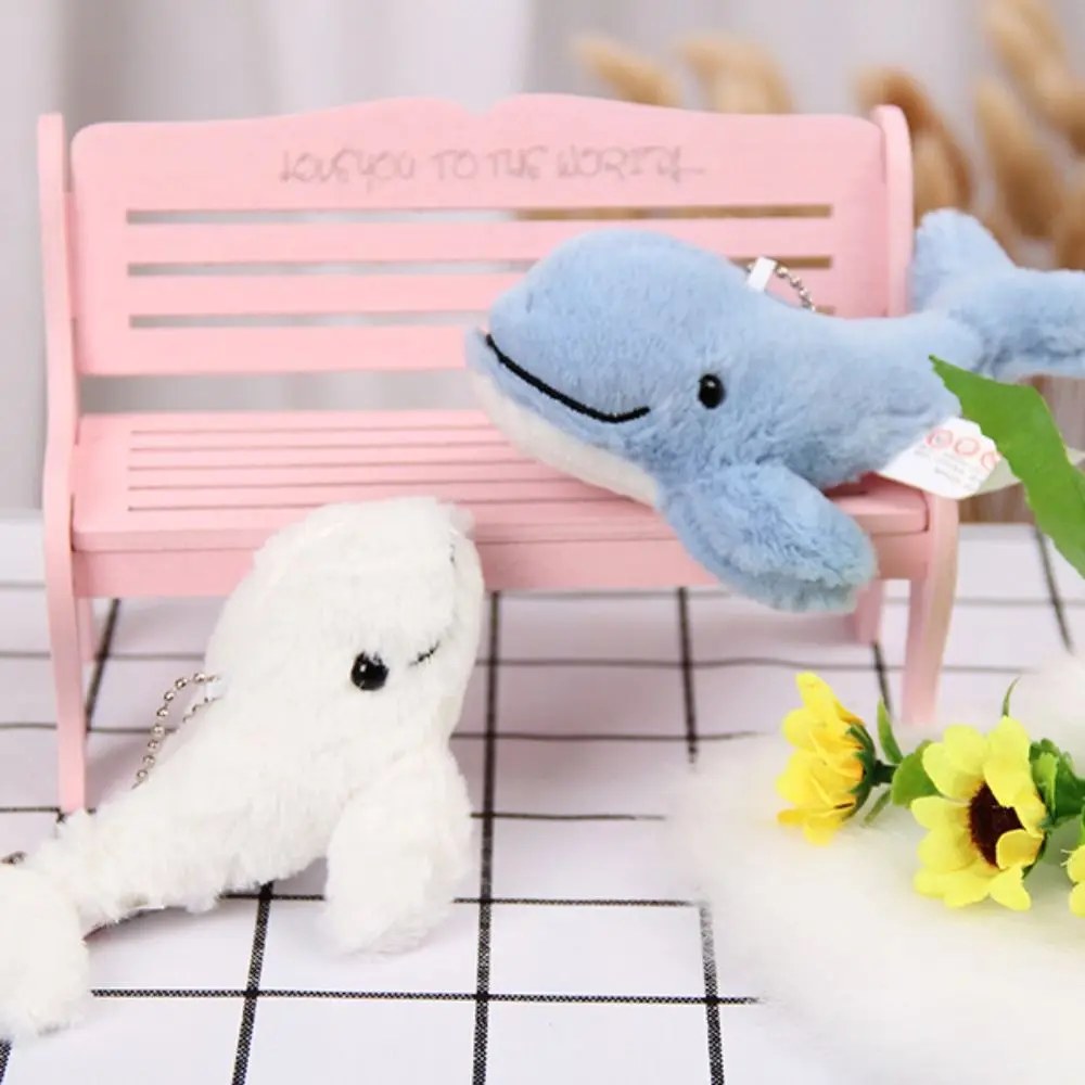 Fashion Cute Plush Stuffed Whale Keychain Kawaii Cartoon Cetacean Pendant Soft Toys Marine Organism Keyring Unisex