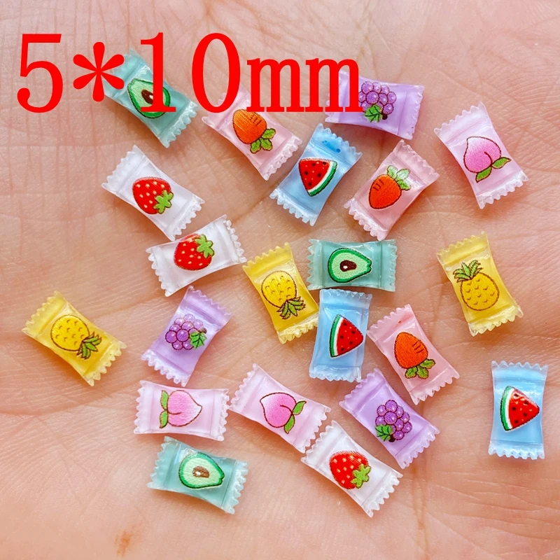 50Pcs New Cute Mini Mixed Fruit Candy Series Resin Flatback Cabochon Scrapbook Kawaii Embellishments Accessories