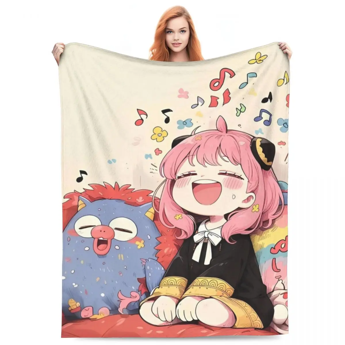 Spy X Family Flannel Throw Blankets Cartoon Kawaii Anya Anime Blanket for Bedding Travel Lightweight Bedding Throws