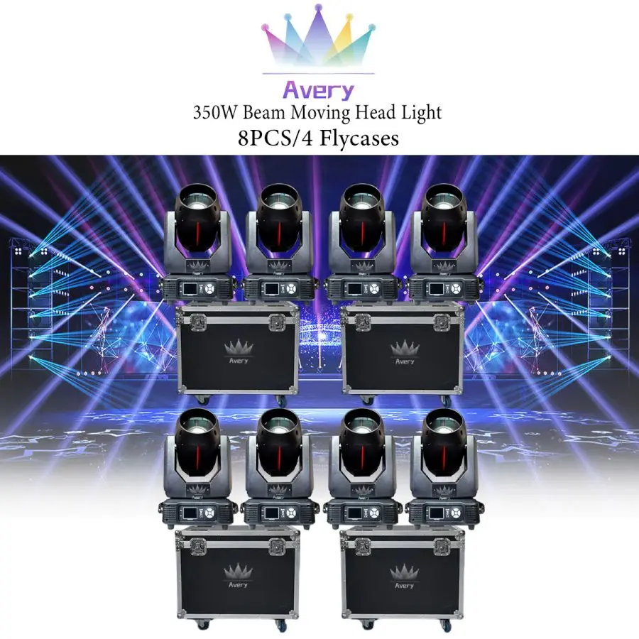 No Tax 8Pcs 350W LED Wash Zoom Moving Head Light RGBW Beam Lighting DMX With 4Pcs Flycases For DJ Disco Party Bar Club