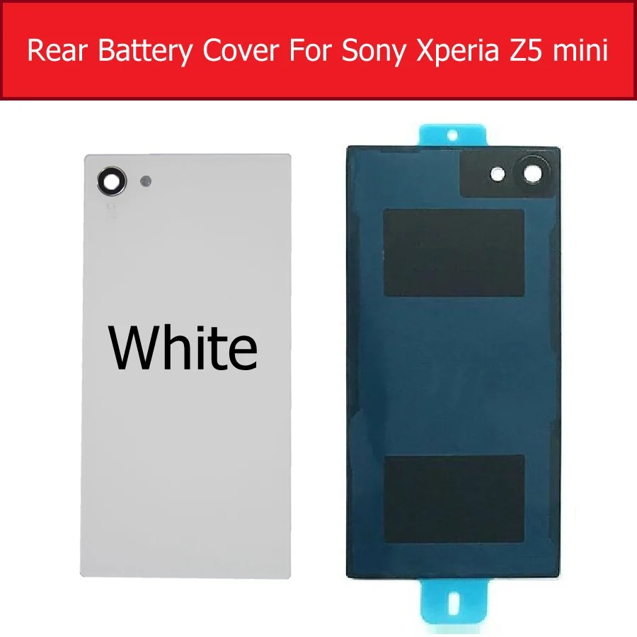 Rear Battery Door Housing Glass Cover for Sony Xperia Z5 Compact/Z5 mini /J5 Compact E5823 E5803 back Glass Cover case + 1x Film