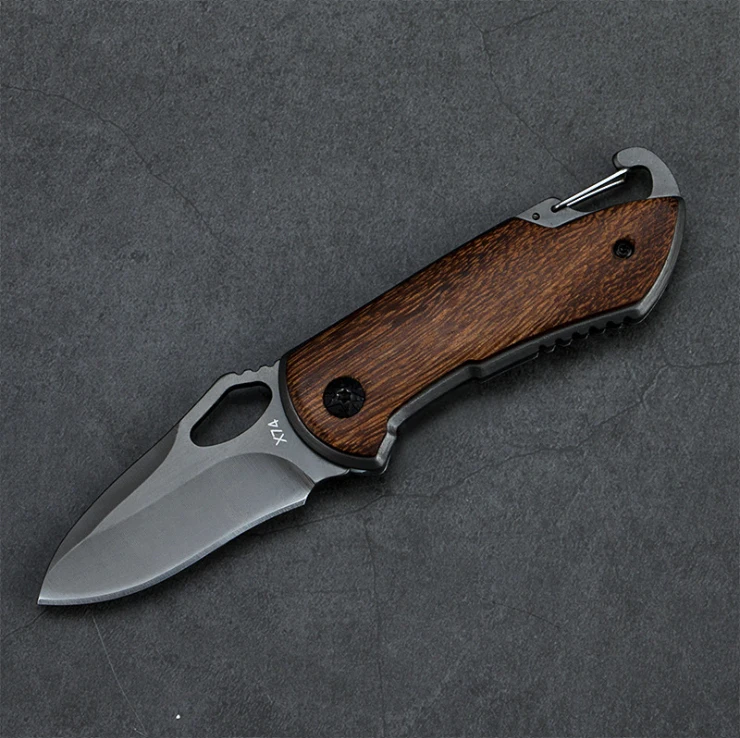 High Hardness Skeleton Wooden Handle Folding Knife Mountaineering Camping Fishing Barbecue Knife Outdoor Survival Knife