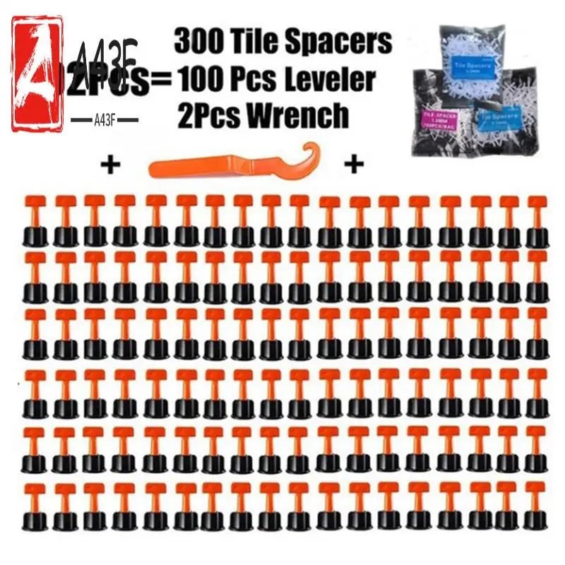 

A43F-Tile Leveling System Kit With Tile Levelers Wrenches And Tile Spacers,T-Shaped Adjuster,Wall Tile Positioning Tool