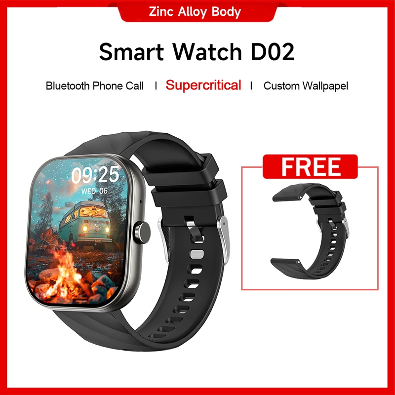 ساعة ذكية مع شاشة كبيرة عالية الوضوح تعمل باللمس بالكامل والتي يمكنها التقاط الصور عن بعد وتبديل أنماط الاتصال الهاتفي