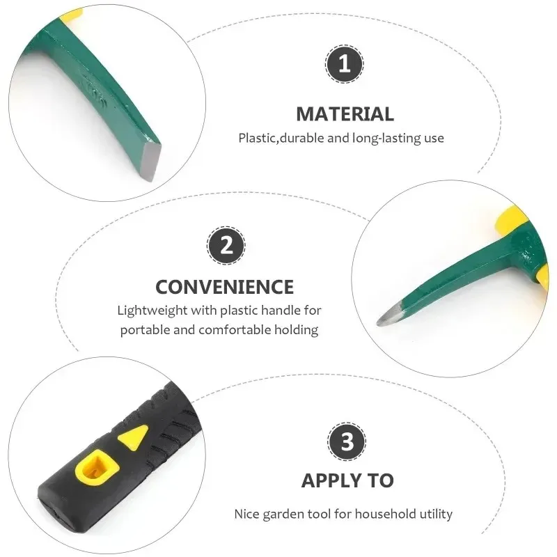 1/2set yellow fiberglass garden pickaxe hoe with durable lightweight plastic handle portable household yard planting tool