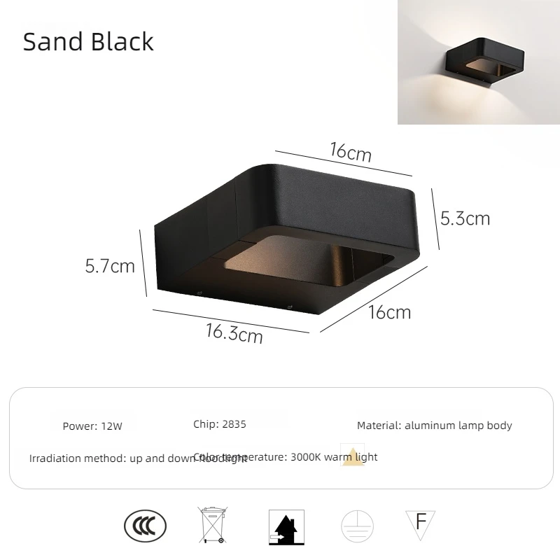 Imagem -02 - Nordic Moderno 7w 12 Led Lâmpada de Parede ao ar Livre Ip65 à Prova Dip65 Água Luz Interior Decoração do Quarto Iluminação Paisagem Arandelas Parede Varanda