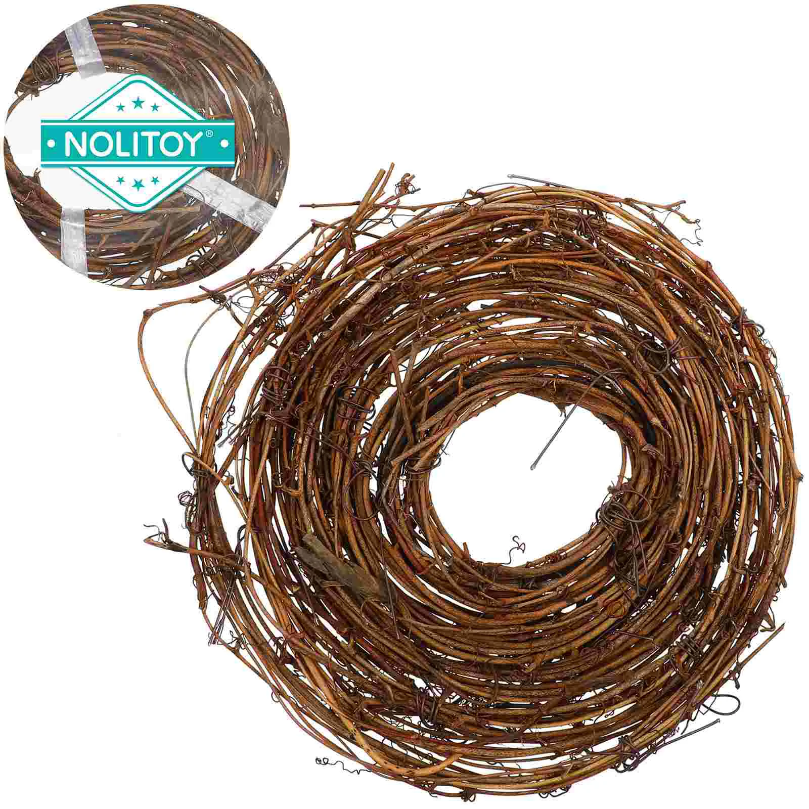 Guirxiété de vigne en rotin en forme de salle de Noël, base de couronne de vigne naturelle, artisanat de décoration d'intérieur, décoration de fête de vacances, 3.7m