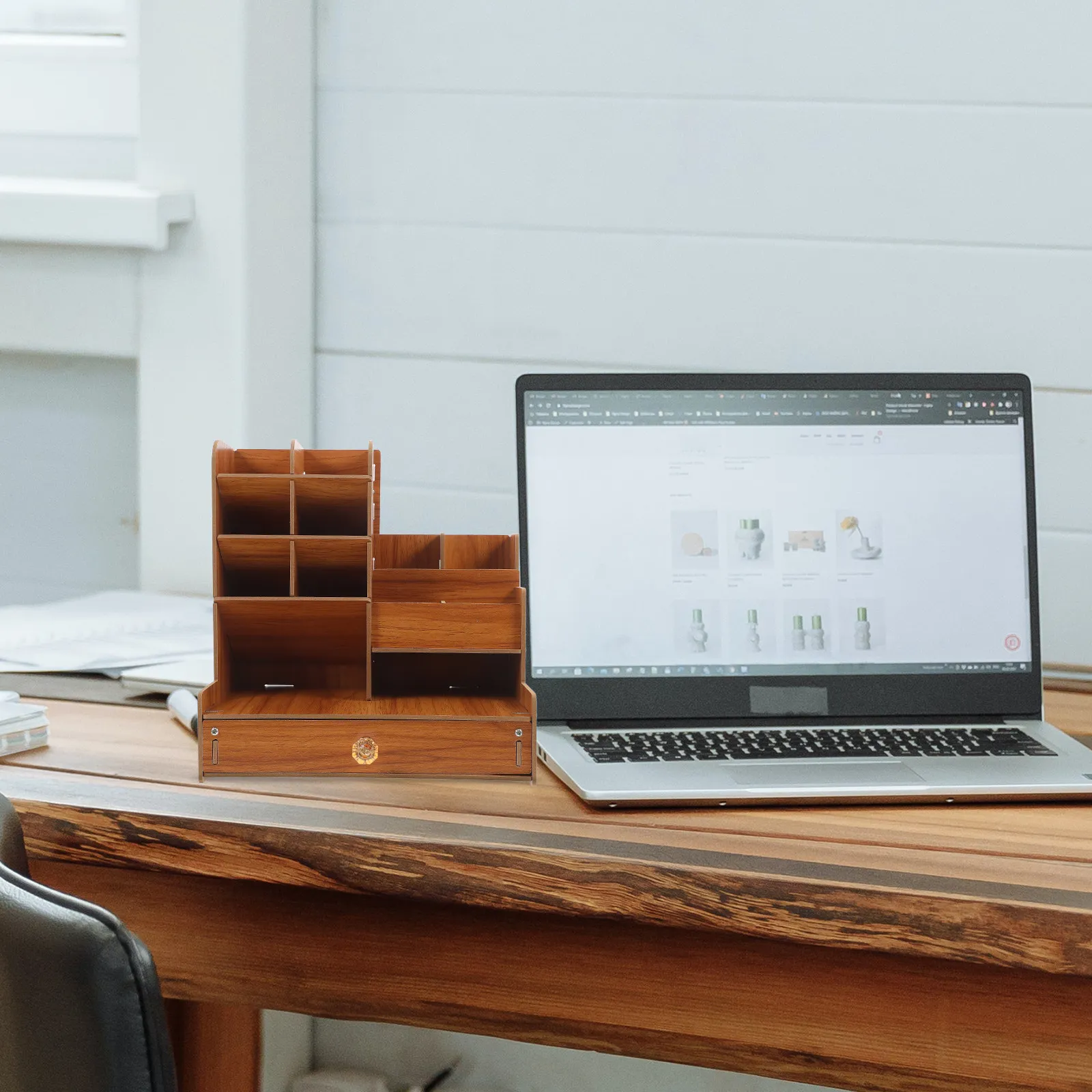 

Деревянный настольный органайзер с несколькими отделениями, подставка для ручек, коробка для хранения канцелярских принадлежностей для дома, офиса, учебы