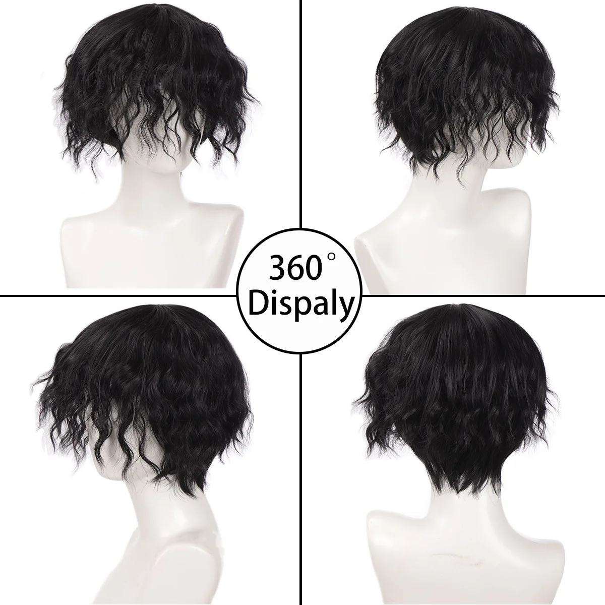 Synthetic Short Wig Black Blonde Brown False Hair Cosplay Anime Costume Party Wigs for Man High Temperature Fiber