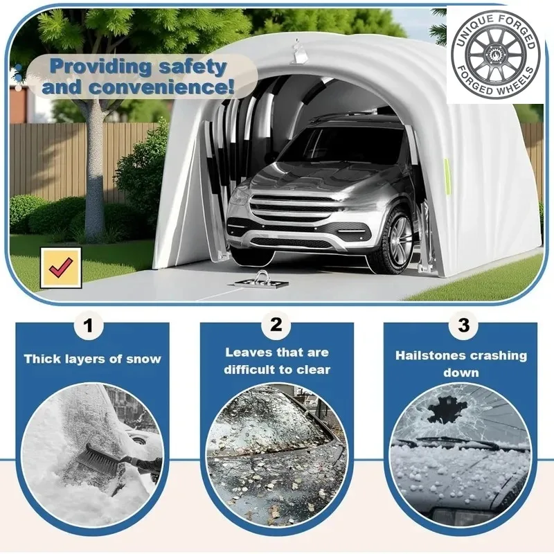 26 StyleHeavy Retractable Car Awning Stainless Steel Grey Carport With Lock Semi-Automatic Foldable Durable Portable Shelter