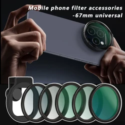 Universal With Clip 67mm Phone Filter Lens Kit Camera Lens CPL VND Star Black Mist Filters for Samsung iPhone HUAWEI Smartphones