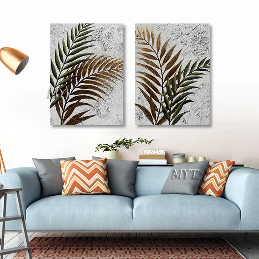 Outdoor Wall Art Canvas Picture Showpiece Abstract Plant Still Lifes Decor Painting Simple Style Frameless 2PCS Original Artwork