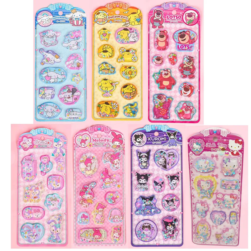 ホットステッカーハローキティハンギョドンシナモロール 3D 透明ゼリーステッカークリスタルかわいい装飾ステッカー電話ケース diy おもちゃ